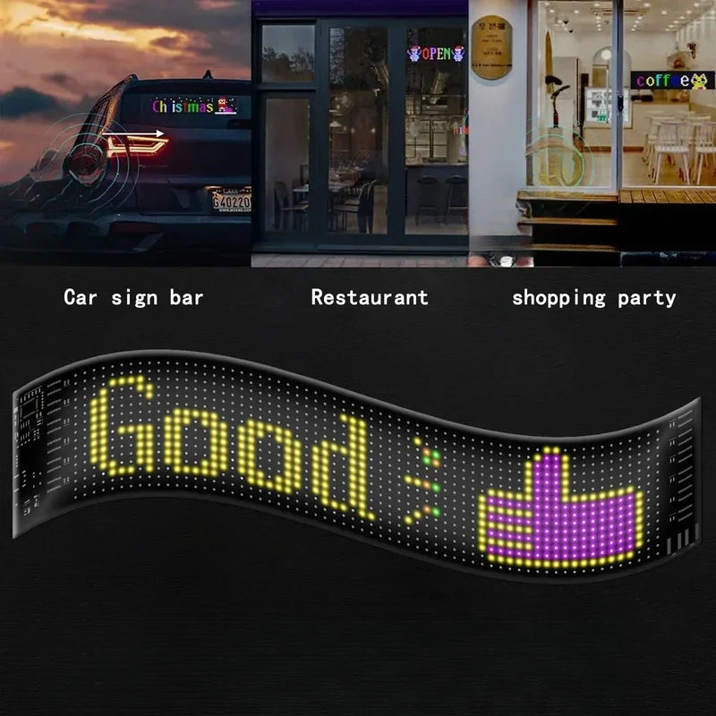 BurgBuy Scrolling Huge Bright LED Sign for Advertising, Customizable USB 5V LED Display for Store, Car, Bar, Hotel, Bluetooth App Control, Text, Pattern & Animation Programmable.