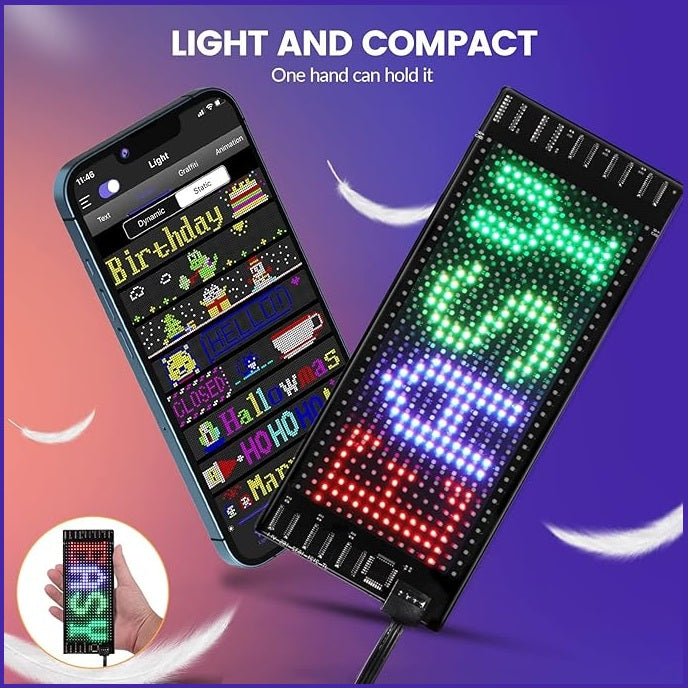 BurgBuy Scrolling Huge Bright LED Sign for Advertising, Customizable USB 5V LED Display for Store, Car, Bar, Hotel, Bluetooth App Control, Text, Pattern & Animation Programmable.