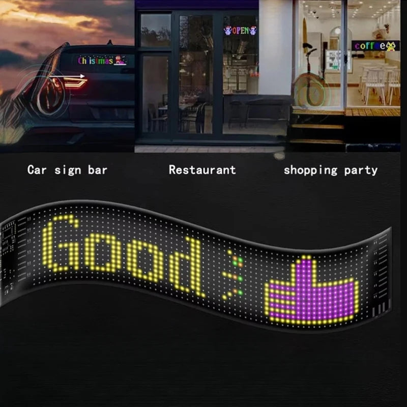 BurgBuy Scrolling Huge Bright LED Sign for Advertising, Customizable USB 5V LED Display for Store, Car, Bar, Hotel, Bluetooth App Control, Text, Pattern & Animation Programmable.