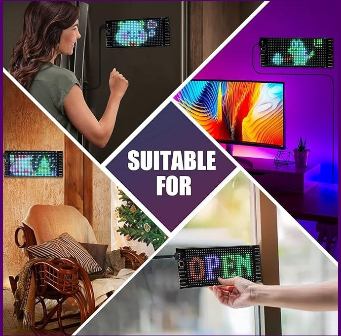 BurgBuy Scrolling Huge Bright LED Sign for Advertising, Customizable USB 5V LED Display for Store, Car, Bar, Hotel, Bluetooth App Control, Text, Pattern & Animation Programmable.