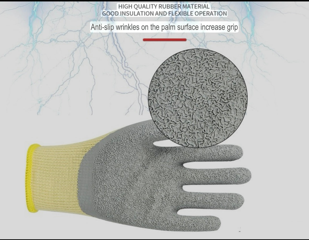 Gloves | 400V Insulating Rubber Gloves for Electricians – Wear-Resistant, Non-Slip, Flexible & Breathable for Electrical Work