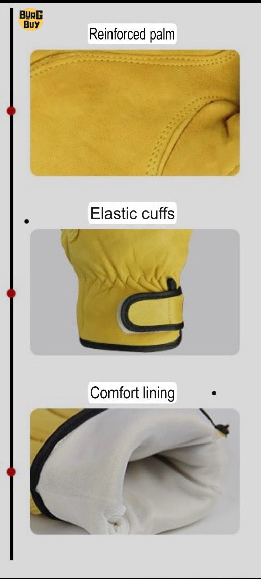 Sheepskin Welding Gloves | Soft Leather, Labor Protection Gloves for Welding, Machinery Maintenance, Gardening & Riding