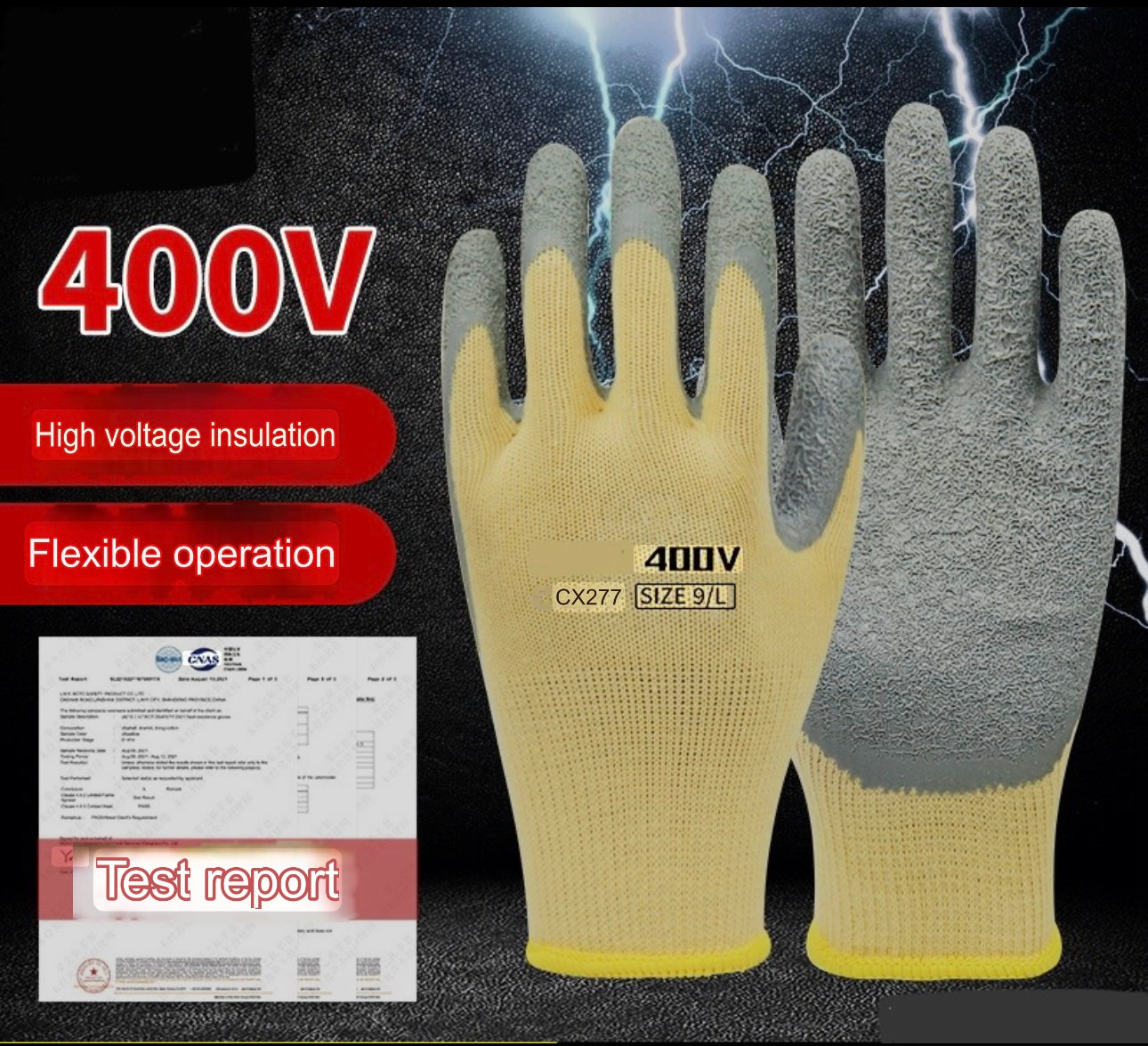 Gloves | 400V Insulating Rubber Gloves for Electricians – Wear-Resistant, Non-Slip, Flexible & Breathable for Electrical Work