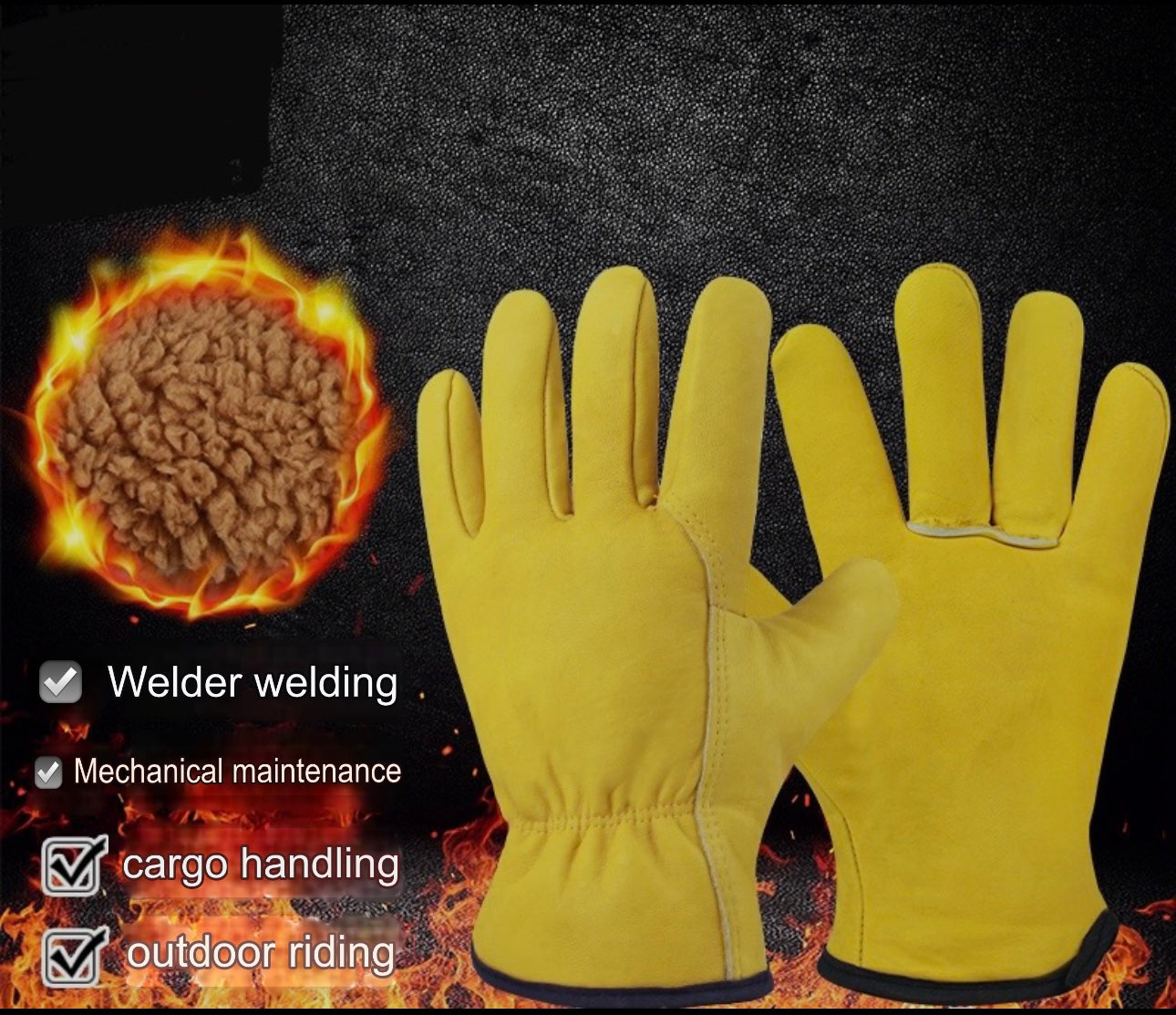 Gloves | Cold-Resistant, Long Plus Velvet Welding Gloves – Winter Thick, Warm, Anti-Scalding, Wear-Resistant, High-Temperature Resistant Cowhide Gloves