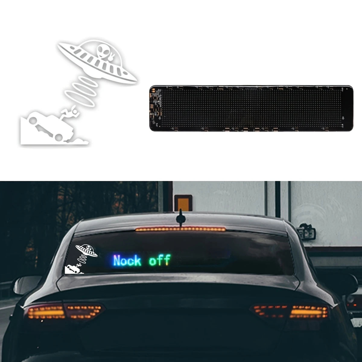 BurgBuy Scrolling Huge Bright LED Sign for Advertising, Customizable USB 5V LED Display for Store, Car, Bar, Hotel, Bluetooth App Control, Text, Pattern & Animation Programmable.