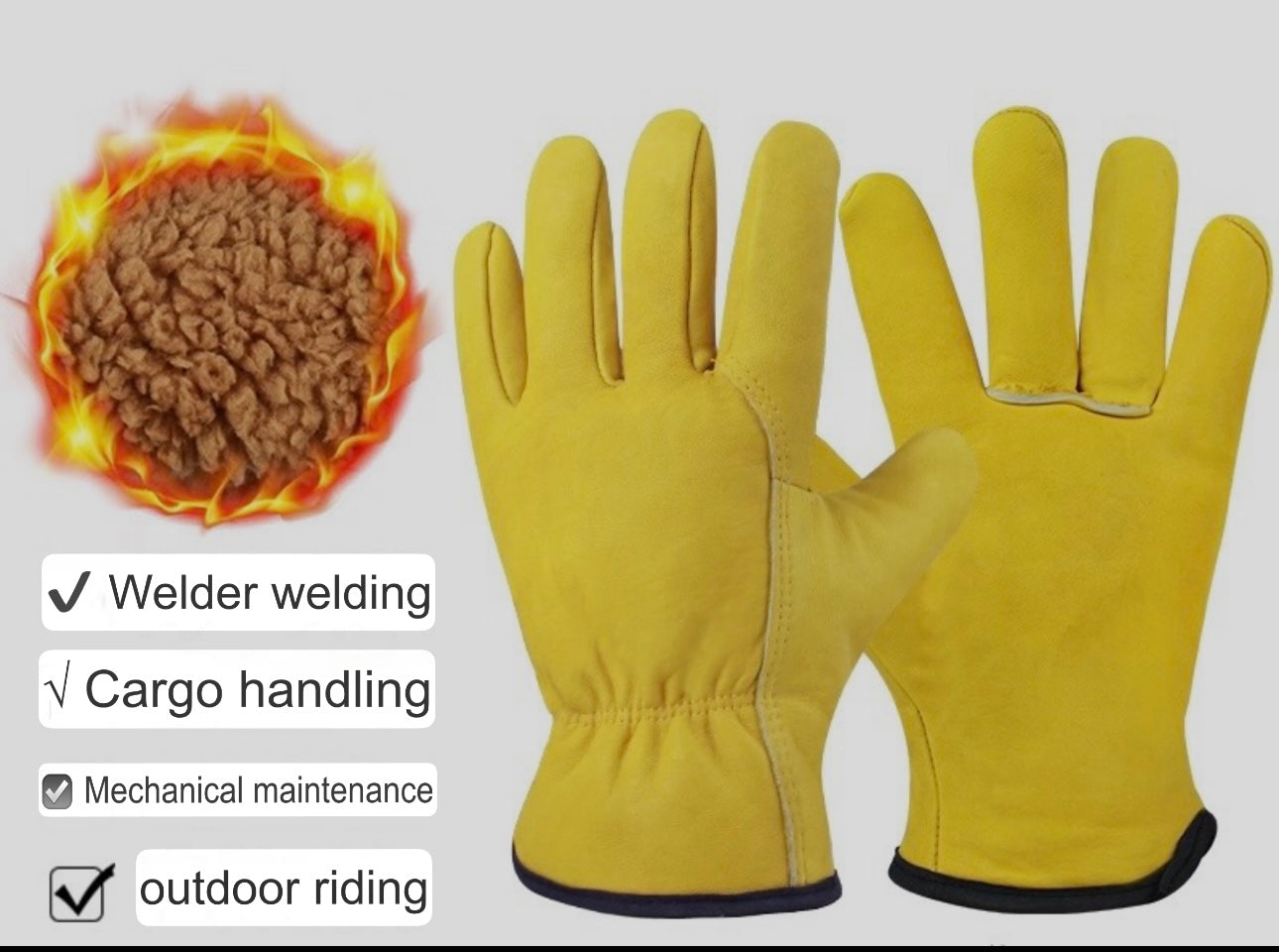 Gloves | Cold-Resistant, Long Plus Velvet Welding Gloves – Winter Thick, Warm, Anti-Scalding, Wear-Resistant, High-Temperature Resistant Cowhide Gloves