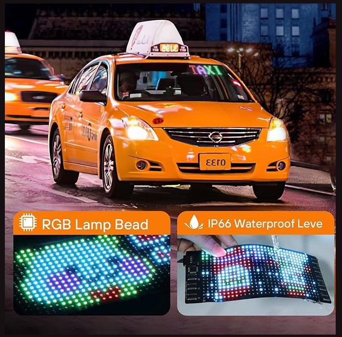 BurgBuy Scrolling Huge Bright LED Sign for Advertising, Customizable USB 5V LED Display for Store, Car, Bar, Hotel, Bluetooth App Control, Text, Pattern & Animation Programmable.