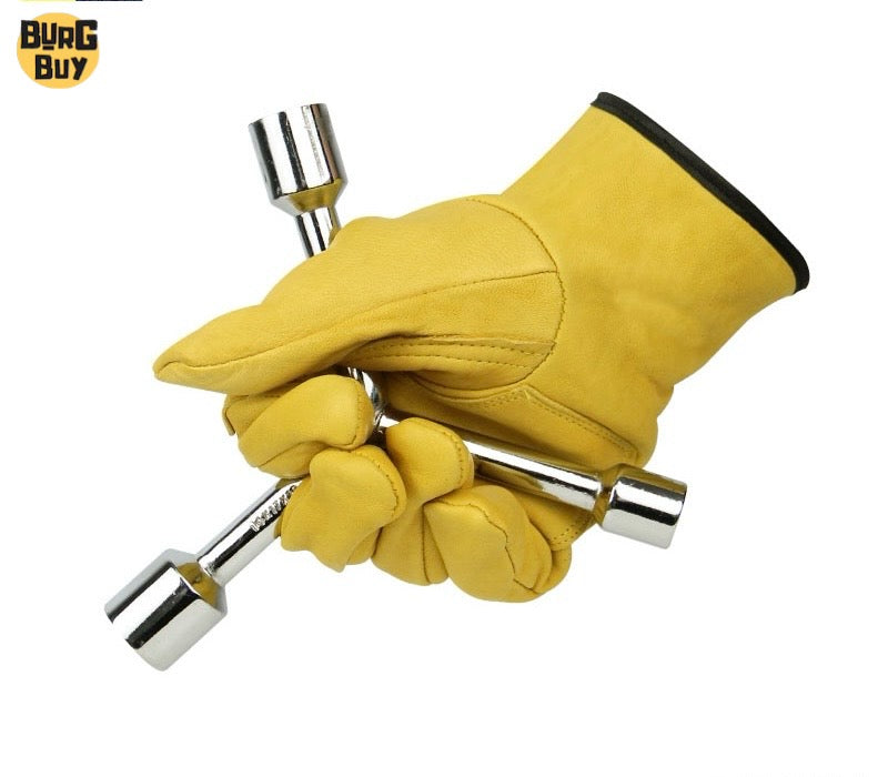 Sheepskin Welding Gloves | Soft Leather, Labor Protection Gloves for Welding, Machinery Maintenance, Gardening & Riding