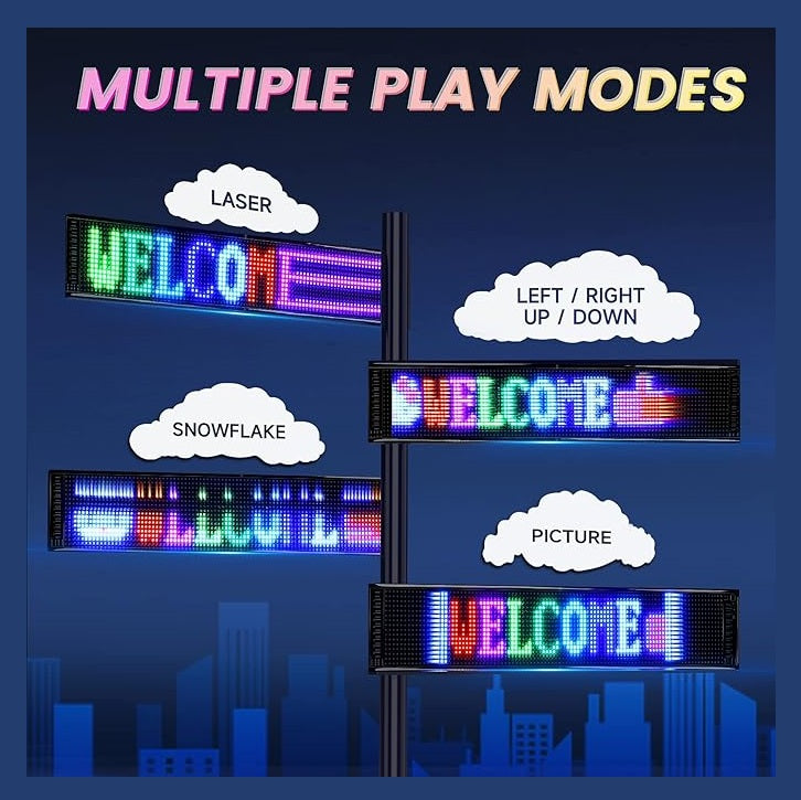 BurgBuy Scrolling Huge Bright LED Sign for Advertising, Customizable USB 5V LED Display for Store, Car, Bar, Hotel, Bluetooth App Control, Text, Pattern & Animation Programmable.