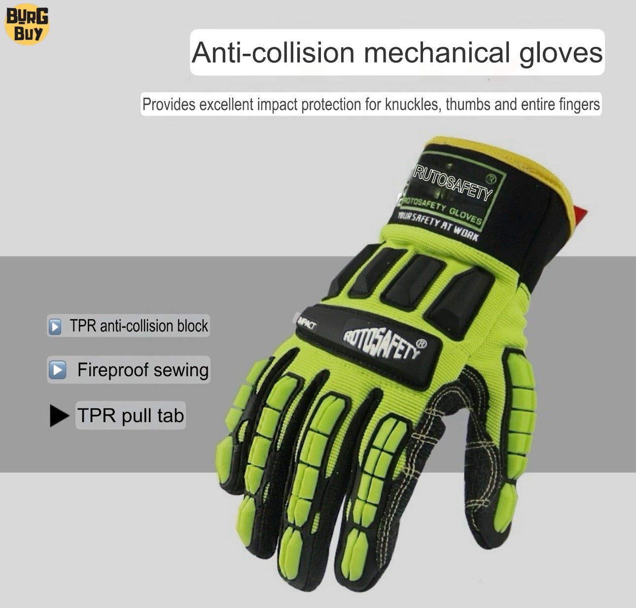 Gloves | Machinery Anti-Smash, TPR Anti-Collision Protective Gloves for Outdoor, Mechanic, Oil Mining, Rescue & Heavy Industry
