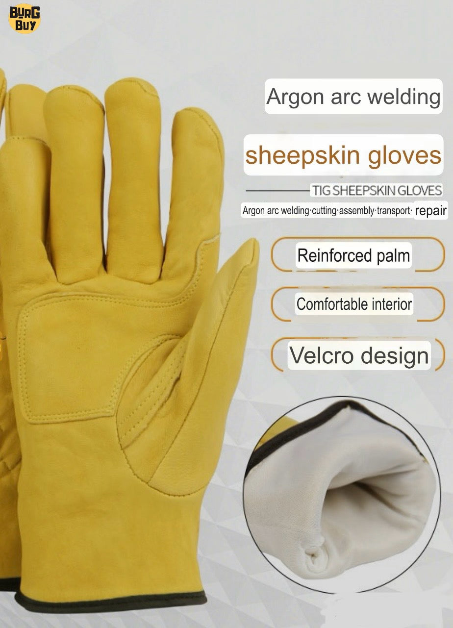 Sheepskin Welding Gloves | Soft Leather, Labor Protection Gloves for Welding, Machinery Maintenance, Gardening & Riding