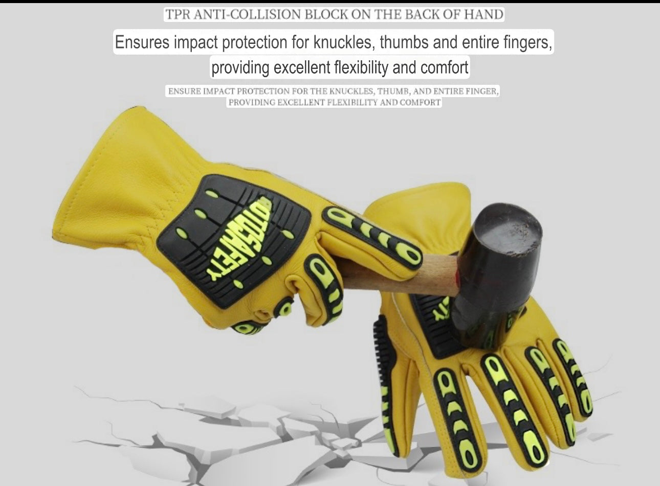 Gloves | Cowhide Anti-Smash Gloves – Anti-Collision, Anti-Impact, Wear-Resistant, Heavy Industry, Oil Mining, Rescue, Mechanical Maintenance Gloves