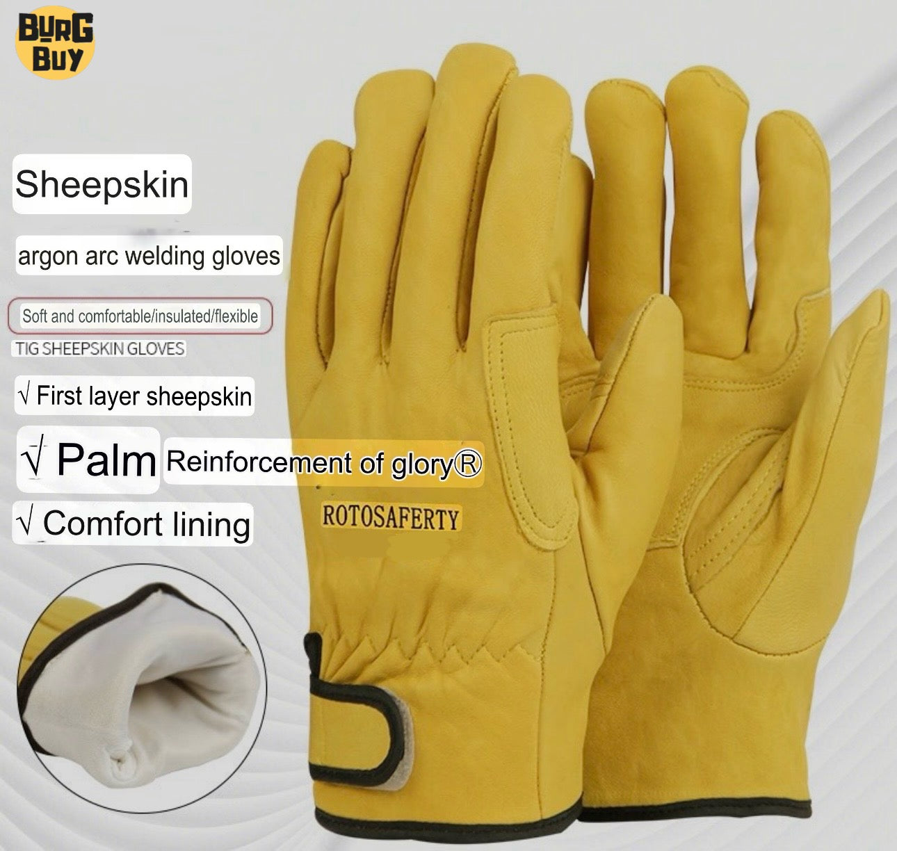 Sheepskin Welding Gloves | Soft Leather, Labor Protection Gloves for Welding, Machinery Maintenance, Gardening & Riding