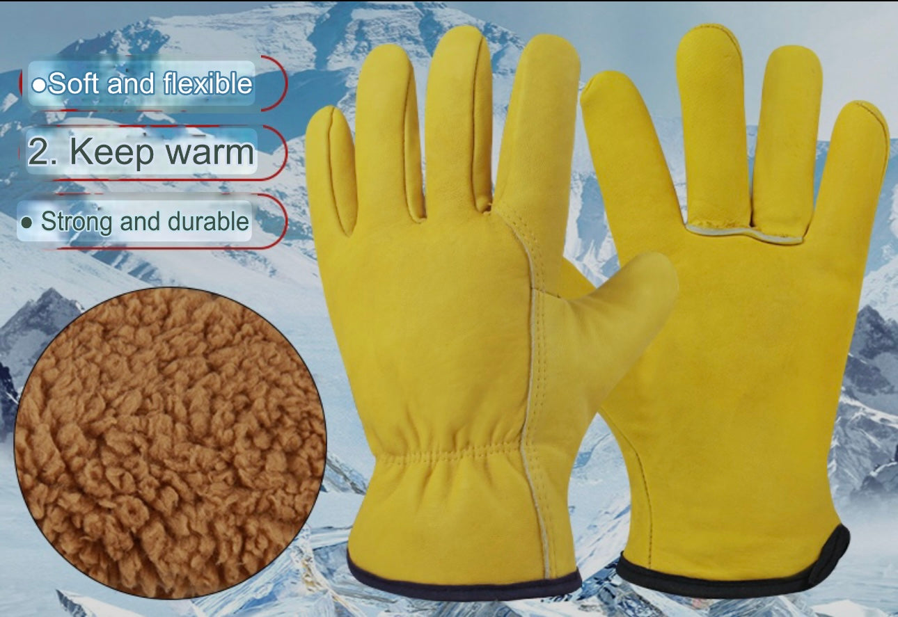 Gloves | Cold-Resistant, Long Plus Velvet Welding Gloves – Winter Thick, Warm, Anti-Scalding, Wear-Resistant, High-Temperature Resistant Cowhide Gloves