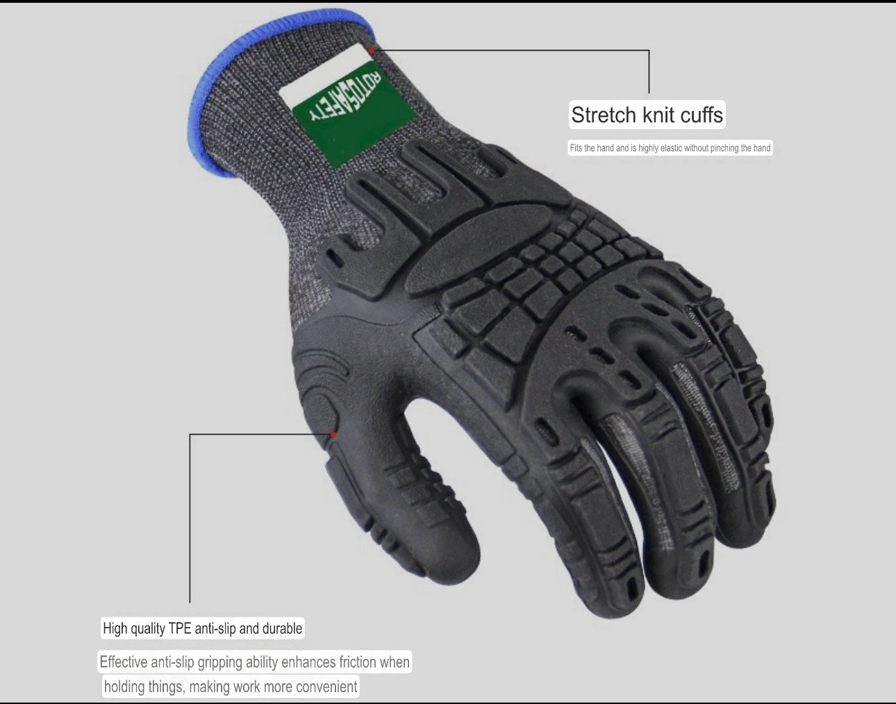 Gloves | TPE Anti-Smash Impact-Resistant Gloves – Soft, Comfortable, Non-Slip, Wear-Resistant, Shockproof Outdoor Labor Protection Gloves