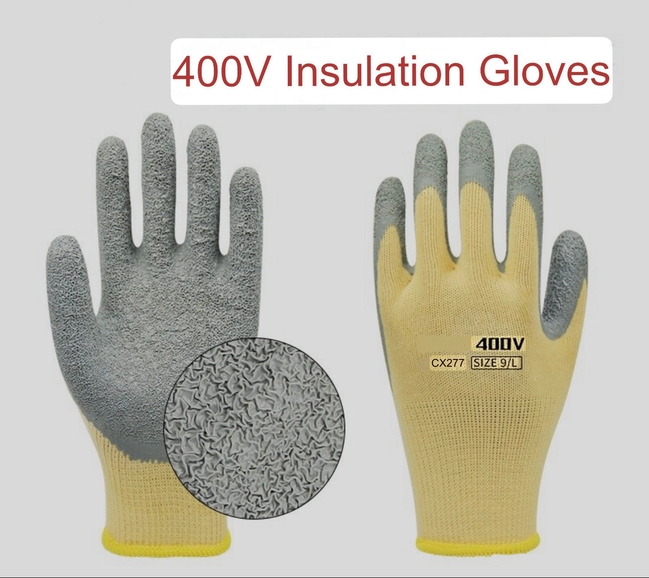 Gloves | 400V Insulating Rubber Gloves for Electricians – Wear-Resistant, Non-Slip, Flexible & Breathable for Electrical Work