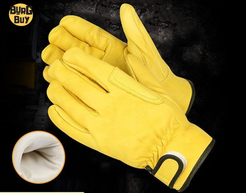 Sheepskin Welding Gloves | Soft Leather, Labor Protection Gloves for Welding, Machinery Maintenance, Gardening & Riding