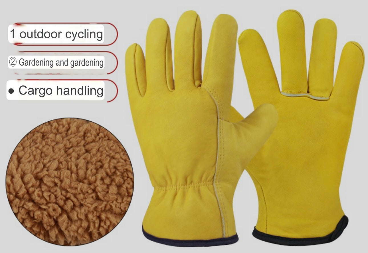 Gloves | Cold-Resistant, Long Plus Velvet Welding Gloves – Winter Thick, Warm, Anti-Scalding, Wear-Resistant, High-Temperature Resistant Cowhide Gloves