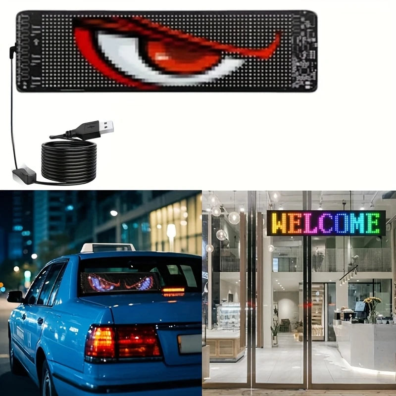 BurgBuy Scrolling Huge Bright LED Sign for Advertising, Customizable USB 5V LED Display for Store, Car, Bar, Hotel, Bluetooth App Control, Text, Pattern & Animation Programmable.